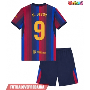 Lacne Dětský Futbalové dres Barcelona Gabriel Jesus #9 2026-27 Krátky Rukáv - Domáci (+ trenírky)